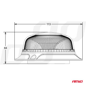 AMIO výstražný maják W21m Magnet / 3 skrutky R65 R10 18LED 12/24V IP56_thumb6