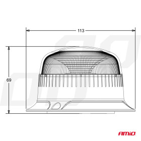 AMIO výstražný maják W21ml Magnet / 3 skrutky R65 R10 18LED 12/24V IP56_thumb7