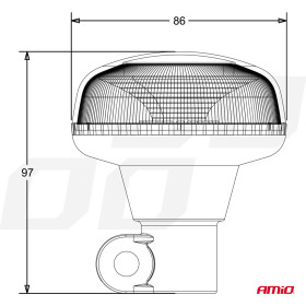 AMIO výstražný maják W21p na tyč R65 R10 18LED 12/24V IP56_thumb6