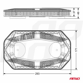 AMIO mini svetelná lišta LED WLB78 magnet 293x171mm R65 R10 48LED 12/24V IP56_thumb9