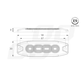 AMIO výstražné osvetlenie oranžové 4x3W LED R65 R10 12/24V IP67_thumb5