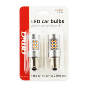 AMIO LED žiarovky CANBUS 3030 24SMD 1156 BAU15S PY21W Oranžová 12V/24V_thumb3