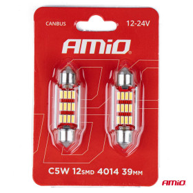 AMIO LED žiarovky CANBUS 4014 12SMD Festoon C5W C10W C3W 39mm White 12V/24V_thumb3