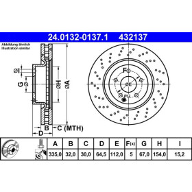 ATE Brzdový kotúč dierovane/vnutorne chladene Ø335mm 24.0132-0137.1_thumb2