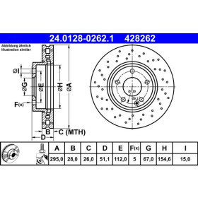 ATE Brzdový kotúč dierovane/vnutorne chladene Ø295mm 24.0128-0262.1_thumb2