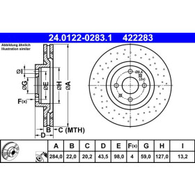 ATE Brzdový kotúč dierovane/vnutorne chladene Ø284mm 24.0122-0283.1_thumb2