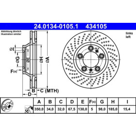 ATE Brzdový kotúč dierovane/vnutorne chladene Ø350mm 24.0134-0105.1_thumb2