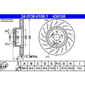 ATE Brzdový kotúč dierovane/vnutorne chladene Ø360mm 24.0136-0108.1_thumb2