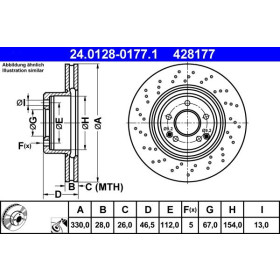 ATE Brzdový kotúč dierovane/vnutorne chladene Ø330mm 24.0128-0177.1_thumb2