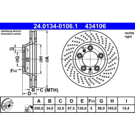 ATE Brzdový kotúč dierovane/vnutorne chladene Ø350mm 24.0134-0106.1_thumb2