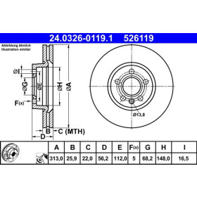 ATE Brzdový kotúč vetraný Ø313mm 24.0326-0119.1_thumb2