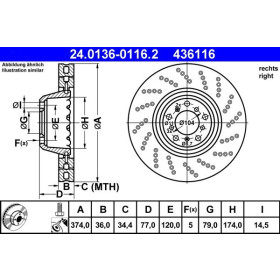 ATE Brzdový kotúč Brzdovy kotuc dvojdielny Ø374mm 24.0136-0116.2_thumb2