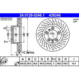 ATE Brzdový kotúč dierovane/vnutorne chladene Ø330mm 24.0128-0246.1_thumb2