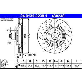 ATE Brzdový kotúč dierovane/vnutorne chladene Ø320mm 24.0130-0238.1_thumb2