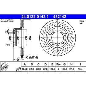 ATE Brzdový kotúč dierovane/vnutorne chladene Ø304mm 24.0132-0142.1_thumb2