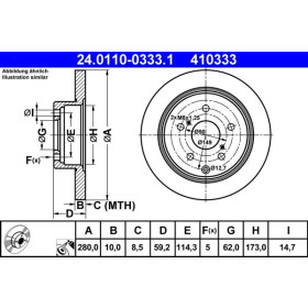 ATE Brzdový kotúč plny Ø280mm 24.0110-0333.1_thumb2