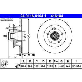 ATE Brzdový kotúč plny Ø258mm 24.0116-0104.1_thumb2