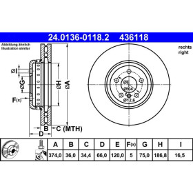 ATE Brzdový kotúč Brzdovy kotuc dvojdielny Ø374mm 24.0136-0118.2_thumb2