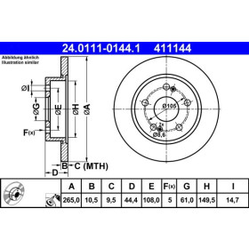 ATE Brzdový kotúč plny Ø265mm 24.0111-0144.1_thumb2