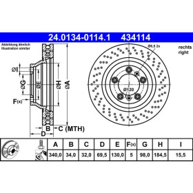 ATE Brzdový kotúč dierovane/vnutorne chladene Ø340,0mm 24.0134-0114.1_thumb2