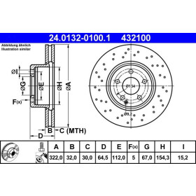 ATE Brzdový kotúč dierovane/vnutorne chladene Ø322mm 24.0132-0100.1_thumb2