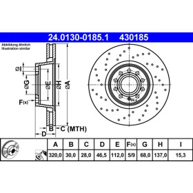 ATE Brzdový kotúč dierovane/vnutorne chladene Ø320mm 24.0130-0185.1_thumb2