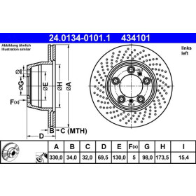 ATE Brzdový kotúč dierovane/vnutorne chladene Ø330mm 24.0134-0101.1_thumb2