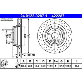 ATE Brzdový kotúč dierovane/vnutorne chladene Ø330mm 24.0122-0287.1_thumb2