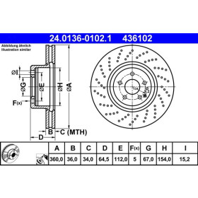 ATE Brzdový kotúč dierovane/vnutorne chladene Ø360mm 24.0136-0102.1_thumb2