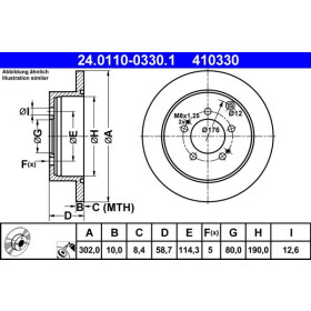 ATE Brzdový kotúč plny Ø302mm 24.0110-0330.1_thumb2