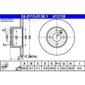 ATE Brzdový kotúč plny Ø255mm 24.0113-0138.1_thumb2