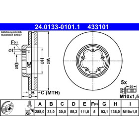 ATE Brzdový kotúč vetraný Ø288mm 24.0133-0101.1_thumb2