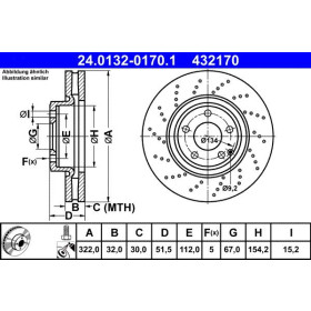 ATE Brzdový kotúč dierovane/vnutorne chladene Ø322mm 24.0132-0170.1_thumb2