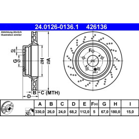 ATE Brzdový kotúč dierovane/vnutorne chladene Ø330mm 24.0126-0136.1_thumb2