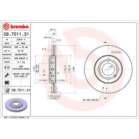 BREMBO Brzdový kotúč vnutorne chladene Ø256mm  09.7011.31_thumb2