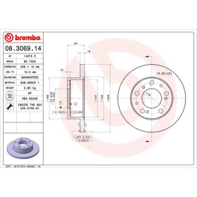 BREMBO Brzdový kotúč plny Ø256mm  08.3069.14_thumb2