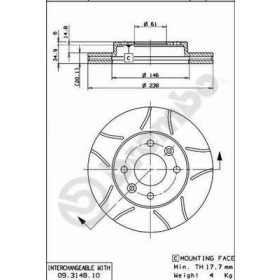 BREMBO Brzdový kotúč drazkovany Ø238mm  09.3148.75_thumb2