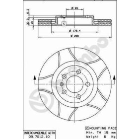 BREMBO Brzdový kotúč drazkovany Ø280mm  09.7012.75_thumb2