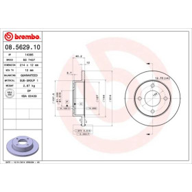 BREMBO Brzdový kotúč plny Ø214mm  08.5629.10_thumb2