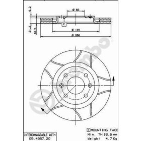 BREMBO Brzdový kotúč drazkovany Ø266mm  09.4987.76_thumb2