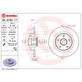 BREMBO Brzdový kotúč plny Ø274mm  08.9792.17_thumb2