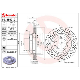 BREMBO Brzdový kotúč dierovane/vnutorne chladene Ø299mm  09.8890.21_thumb2