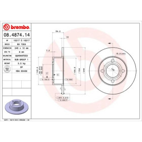 BREMBO Brzdový kotúč plny Ø245mm  08.4874.14_thumb2