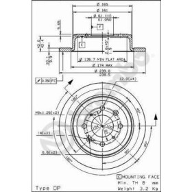 BREMBO Brzdový kotúč drazkovany Ø239mm  08.7104.75_thumb2