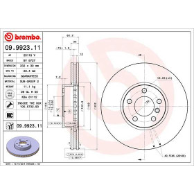 BREMBO Brzdový kotúč vetraný Ø332mm  09.9923.11_thumb2