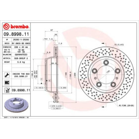 BREMBO Brzdový kotúč dierovane/vnutorne chladene Ø299mm  09.8998.11_thumb2