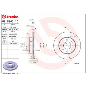 BREMBO Brzdový kotúč vetraný Ø232mm  09.6943.10_thumb2