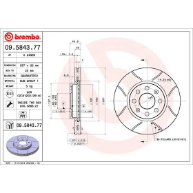 BREMBO Brzdový kotúč drazkovany Ø257mm  09.5843.77_thumb2