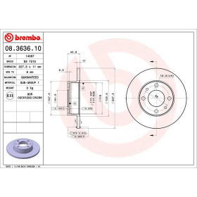 BREMBO Brzdový kotúč plny Ø227mm  08.3636.10_thumb2