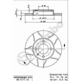 BREMBO Brzdový kotúč drazkovany Ø239mm  08.4177.75_thumb2